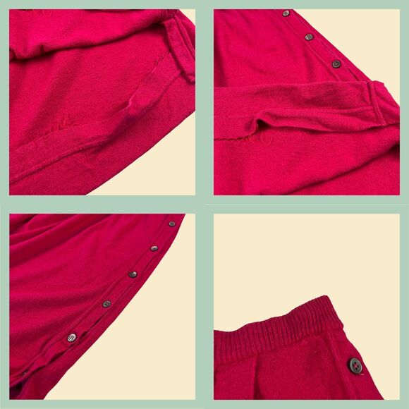 1980s M pink knit skirt by Liz Claiborne, vintage 1980s button down midi skirt - Picture 7 of 9